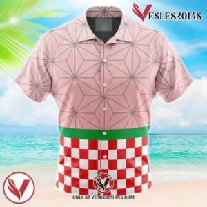 Nezuko Kamado Demon Slayer Hawaiian Button Up Shirt, Perfect Gifts For Anime Lovers - Vesles2014S