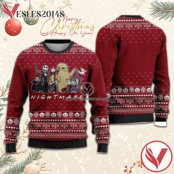 Nightmare Christmas Ugly Sweater, Unique Winter Outfits For Fans - Vesles2014S  1