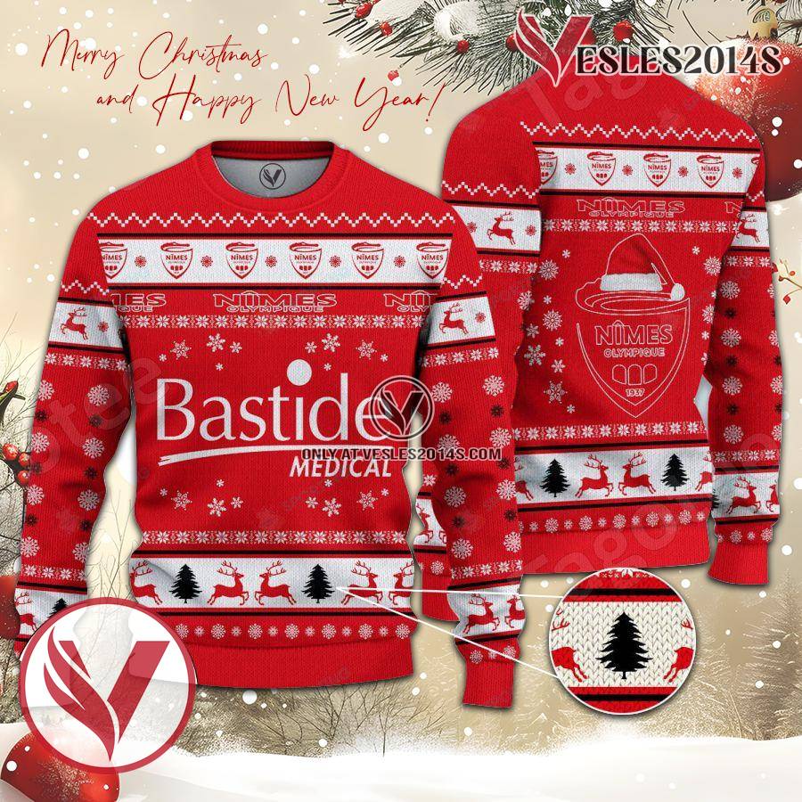 Nimes Olympique Sport Ugly Christmas Sweater, Unique Gifts For Fans - Vesles2014aS 1