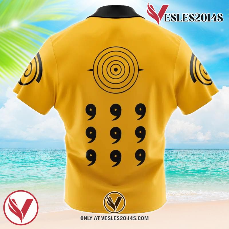 Nine-Tails Chakra Mode Naruto Hawaiian Button Up Shirt, Perfect Gifts For Anime Lovers - Vesles2014S 1