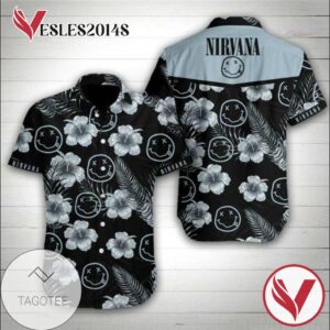 Nirvana Hawaiian Graphic Print Short Sleeve Hawaiian Casual Shirt Vesles2014S 1