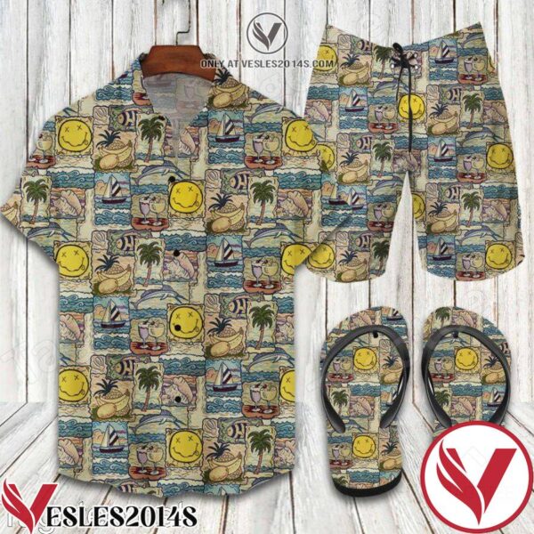 Nirvana Icon Combo Hawaiian Shirt, Beach Shorts And Flip Flop, Unique Gifts For Friends - Vesles2014S 1