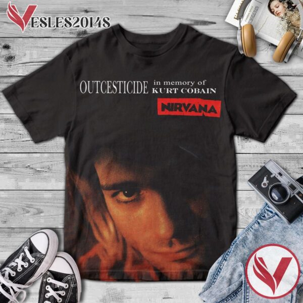 Nirvana Outcesticide In Memory Of Kurt Cobain Album Cover Shirt, Perfect Gifts For Music Lovers - Vesles2014S