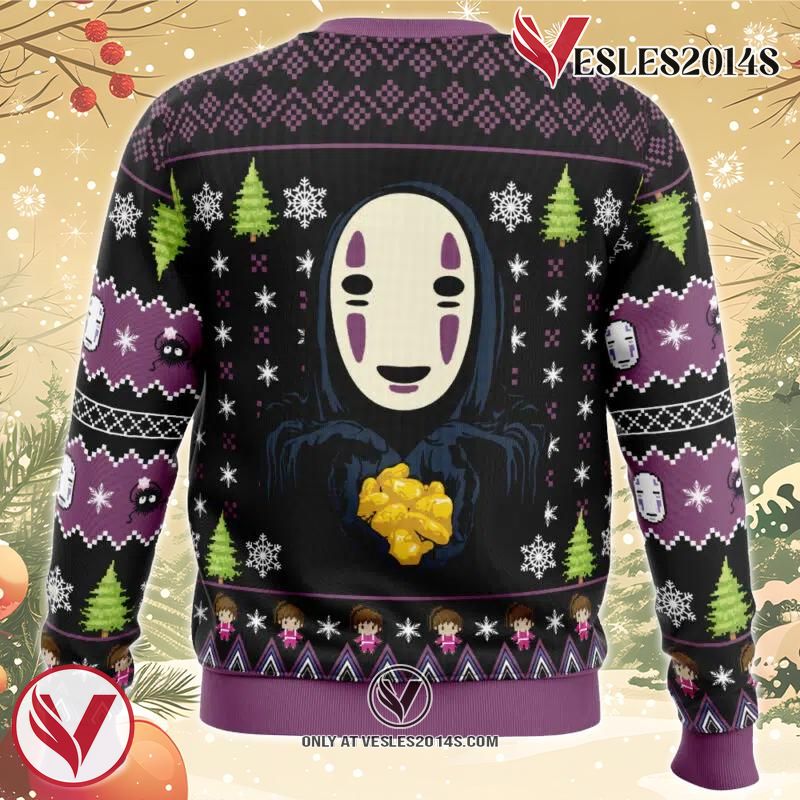 No Face Gold Nuggets Spirited Away Ugly Christmas Sweater, Unique Christmas Gift For Fans - Vesles2014S 1