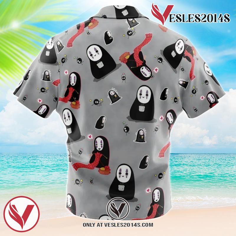 No Name Spirited Away Studio Ghibli Pattern Hawaiian Button Up Shirt, Perfect Gifts For Anime Lovers - Vesles2014S 1