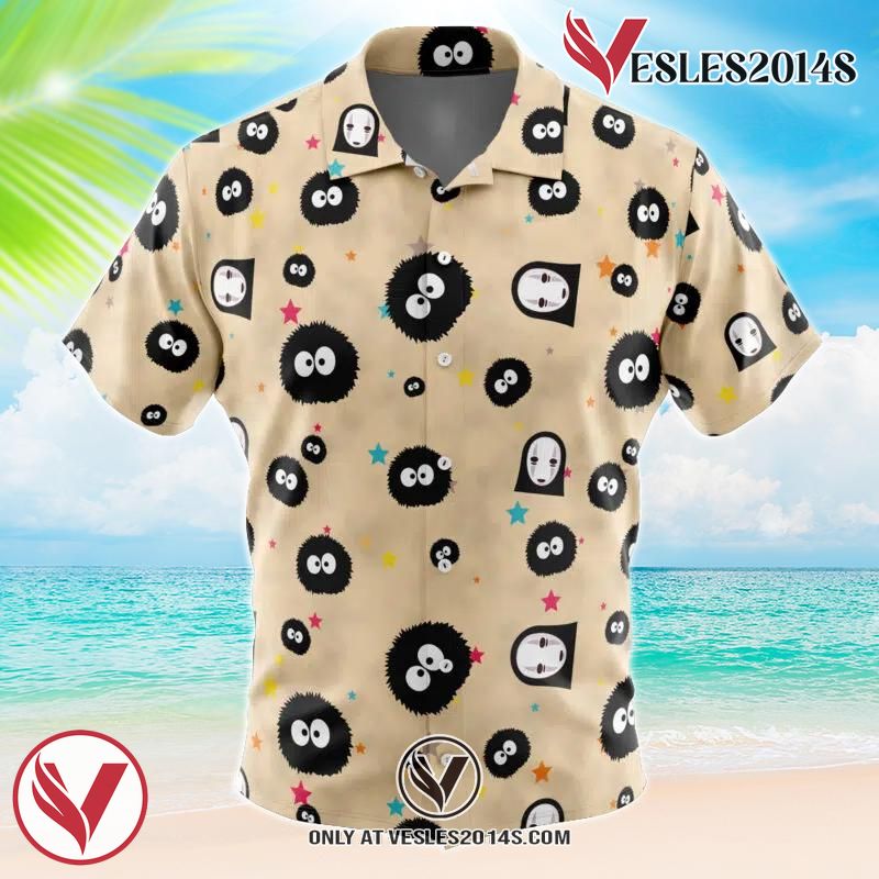 No Name and Soot Pattern Spirited Away Hawaiian Button Up Shirt, Perfect Gifts For Anime Lovers - Vesles2014S 1