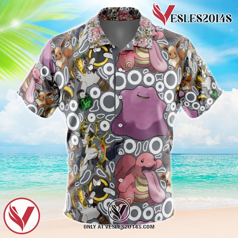 Normal Type Pokemon Pokemon Hawaiian Button Up Shirt, Perfect Gifts For Anime Lovers - Vesles2014S