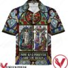 Now And Forever God You Reign Stained Glass Hawaiian Shirt, Unique Gifts For Friends - Vesles2014S 1