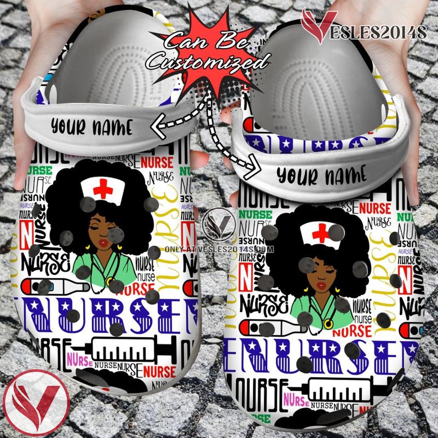 Nurse Personalized Black Woman Nurse Words Clog Shoes, Unique Gift From Vesles2014S