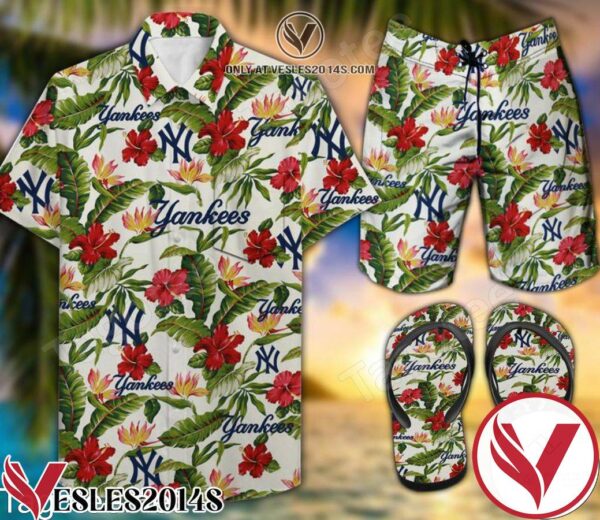Ny Yankees Combo Hawaiian Shirt, Beach Shorts And Flip Flop, Unique Gifts For Friends - Vesles2014S 1