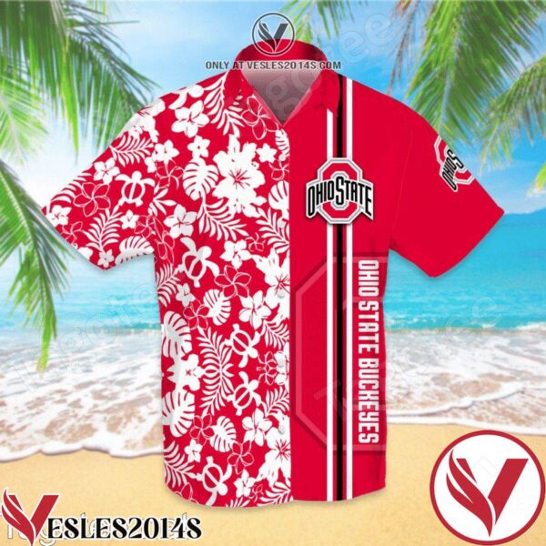 Ohio State Buckeyes Flowery Red Hawaiian Shirt And Short, Unique Gifts For Friends - Vesles2014S 1