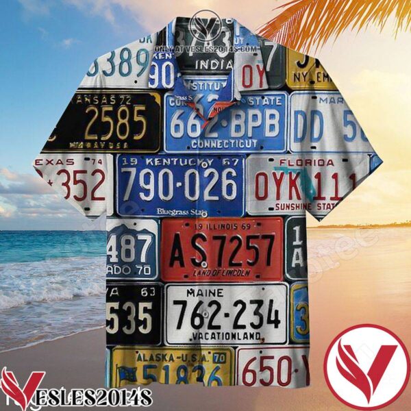 Old License Plates Number Unisex Hawaiian Shirt, Unique Gifts For Friends - Vesles2014S 1