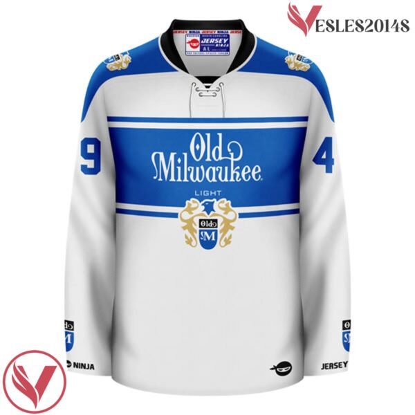 Old Milwaukee Light Primary White Hockey Jersey - Vesles2014S 2