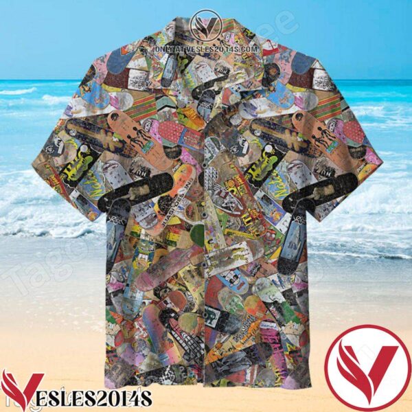 Old Skateboard Doodle Hawaiian Shirt, Unique Gifts For Friends - Vesles2014S 1