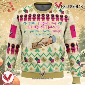 On the First Day of Christmas Squid Game Christmas Sweater