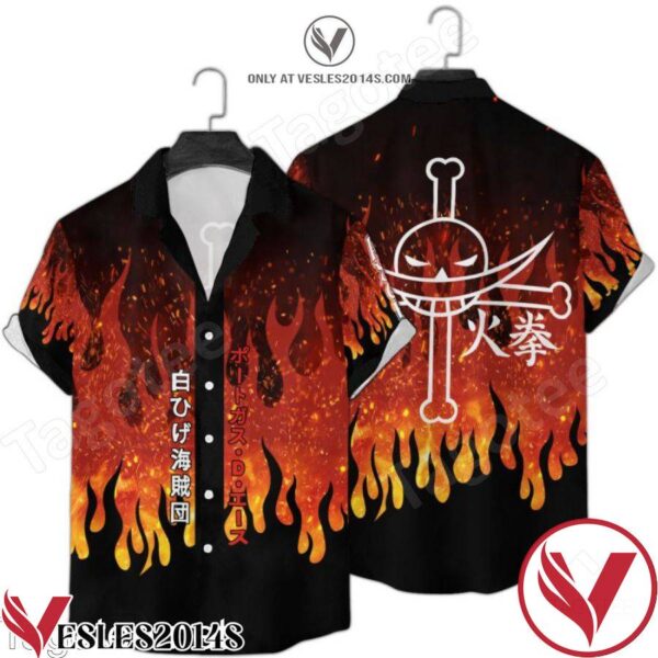 One Piece Ace Fire Straw Hat Pirate Hawaiian Shirt, Unique Gifts For Friends - Vesles2014S 1