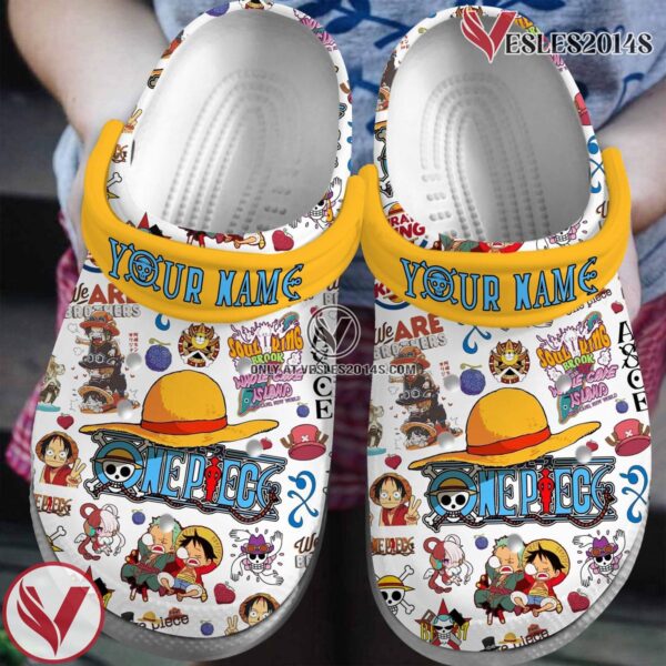 One Piece Cartoon Anime Crocs Crocband Clogs Shoes Comfortable For Men Women and Kids, Unique Gift From  Vesles2014S
