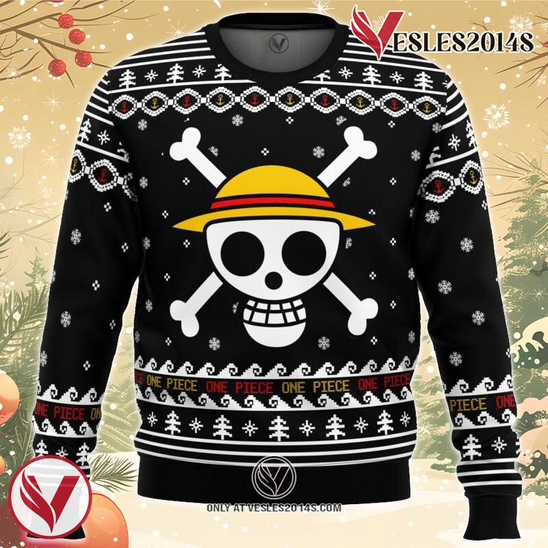 One Piece Straw Hat Pirates Christmas Ugly Christmas Sweater, Unique Christmas Gift For Fans - Vesles2014S