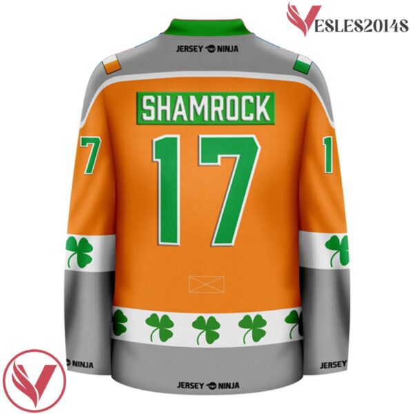 Orange St Patrick's Day Irish Shamrock Holiday Hockey Jersey - Vesles2014S 3