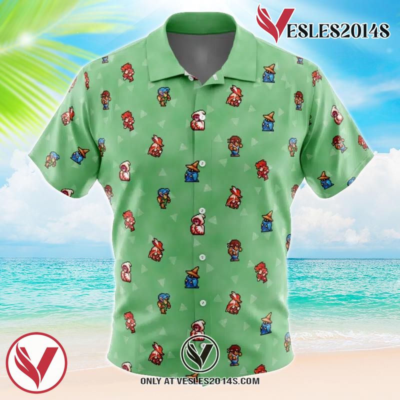 Original Final Fantasy Pattern Hawaiian Button Up Shirt, Perfect Gifts For Anime Lovers - Vesles2014S