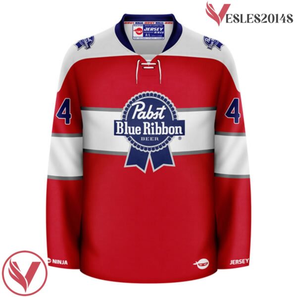 Pabst Blue RIbbon Alternate Red Hockey Jersey - Vesles2014S 2