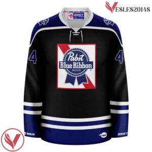 Pabst Blue RIbbon Primary Black Hockey Jersey - Vesles2014S 2