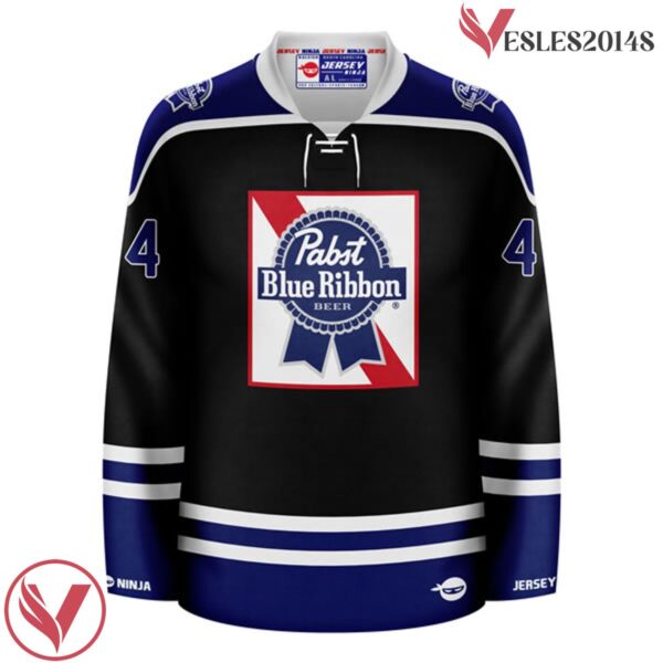 Pabst Blue RIbbon Primary Black Hockey Jersey - Vesles2014S 2