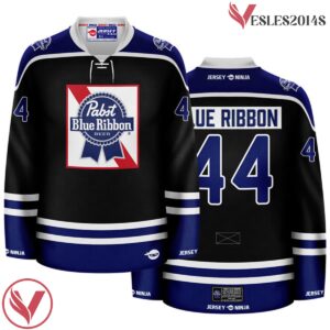 Pabst Blue RIbbon Primary Black Hockey Jersey - Vesles2014S