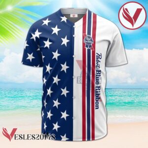 Pabst Blue Ribbon American Flag Baseball Jersey, Perfect Gifts For Fans - Vesles2014S 2