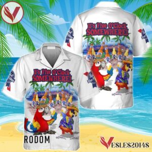 Pabst Blue Ribbon Funny Parrot Hawaiian Shirt, Best Summer Gifts For Fans - Vesles2014S 1