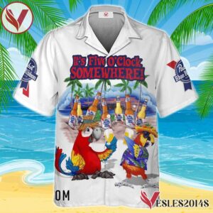Pabst Blue Ribbon Funny Parrot Hawaiian Shirt, Best Summer Gifts For Fans - Vesles2014S