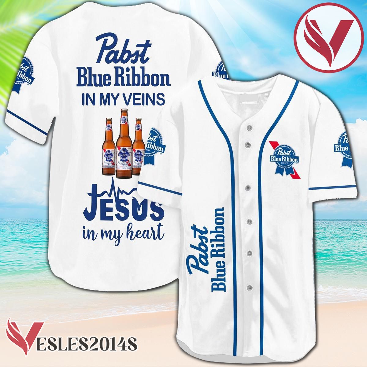 Pabst Blue Ribbon In My Veins Baseball Jersey, Perfect Gifts For Fans - Vesles2014S