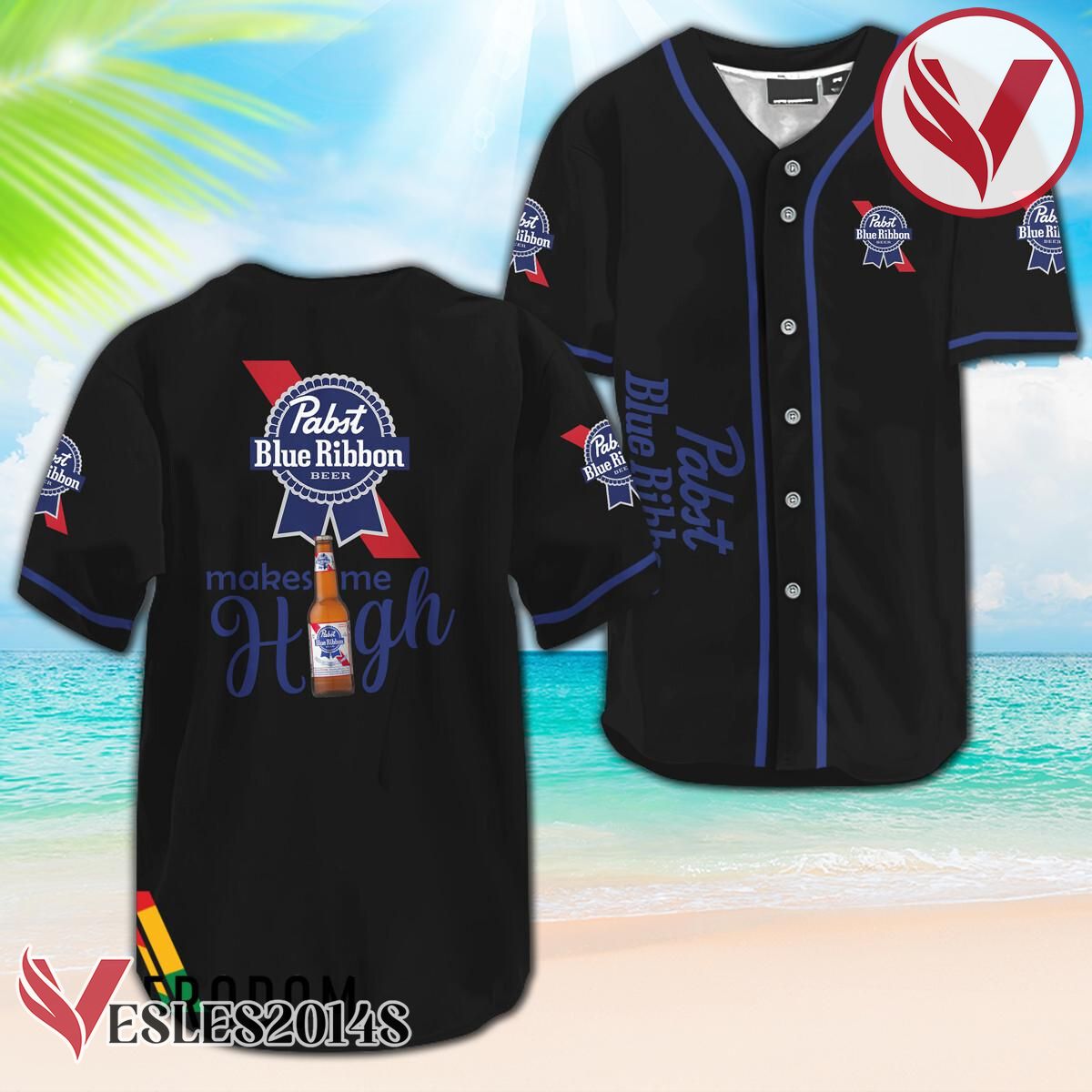 Pabst Blue Ribbon Make Me High Baseball Jersey PBR Jersey, Perfect Gifts For Fans - Vesles2014S
