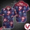 Pabst Blue Ribbon Red Tropical Floral Purple Hawaiian Shirt, Unique Gifts For Friends - Vesles2014S 1