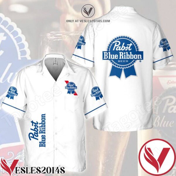 Pabst Blue Ribbon White Hawaiian Shirt And Short, Unique Gifts For Friends - Vesles2014S 1