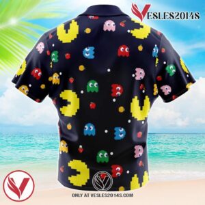 Pac Man Pattern Hawaiian Button Up Shirt, Perfect Gifts For Anime Lovers - Vesles2014S 1