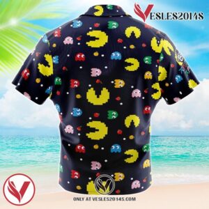 PacMan Hawaiian Button Up Shirt, Perfect Gifts For Anime Lovers - Vesles2014S 1