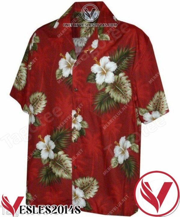 Pacific Legend Hibiscus And Palm Red Hawaiian Shirt, Unique Gifts For Friends - Vesles2014S 1