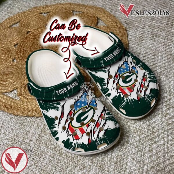Packers Personalized GPackers Football Ripped American Flag Clog Shoes, Unique Gift From  Vesles2014S