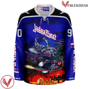 Painkiller Motobike Art Judas Priest Blue Hockey Jersey - Vesles2014S 3