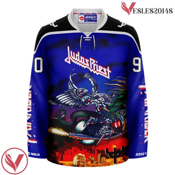 Painkiller Motobike Art Judas Priest Blue Hockey Jersey - Vesles2014S 3
