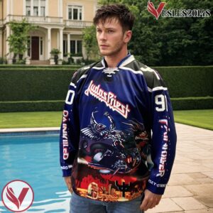 Painkiller Motobike Art Judas Priest Blue Hockey Jersey - Vesles2014S
