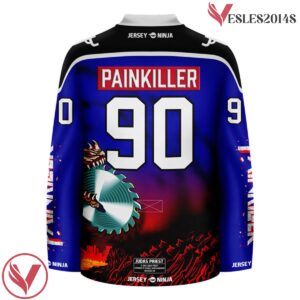 Painkiller Motobike Art Judas Priest Blue Hockey Jersey - Vesles2014S 4
