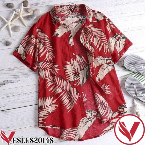 Palm Leaf Print Red Hawaiian Shirt, Unique Gifts For Friends - Vesles2014S 1