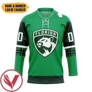 Panthers St. Patrick's Day Custom Name Custom Number Hockey Jersey, Trending Gifts For Fans - Vesles2014s