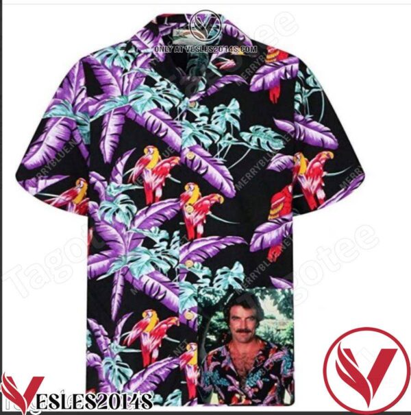 Paradise Found Jungle Bird Tom Selleck Magnum P.i. Black Hawaiian Shirt, Unique Gifts For Friends - Vesles2014S 1