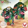 Parrot And Flamingo Hawaiian Graphic Print Short Sleeve Hawaiian Casual Shirt Vesles2014S