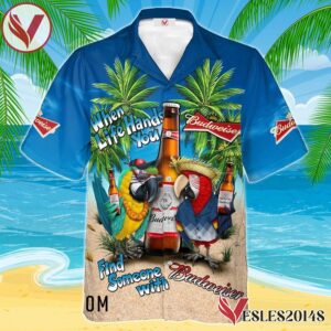 Parrot Budweiser Beer Hawaiian Shirt, Best Summer Gifts For Fans - Vesles2014S