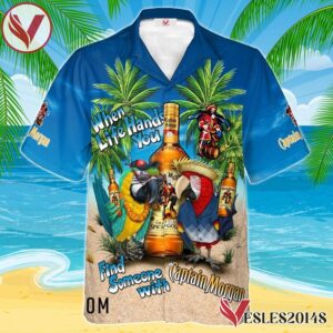 Parrot Captain Morgan Hawaiian Shirt, Best Summer Gifts For Fans - Vesles2014S