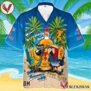Parrot Fireball Whiskey Hawaiian Shirt, Best Summer Gifts For Fans - Vesles2014S